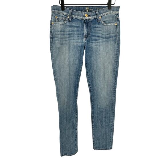 7 For All Mankind The Slim Cigarette Jeans Blue Light Wash Stretch Casual 27 - Picture 1 of 12